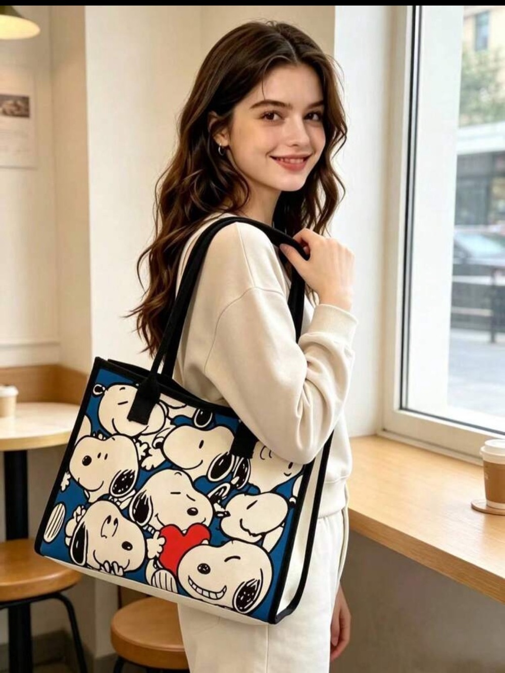 Snoopy Graphic Print Canvas Tote Bag NEW 🏷️ - Picture 3 of 6